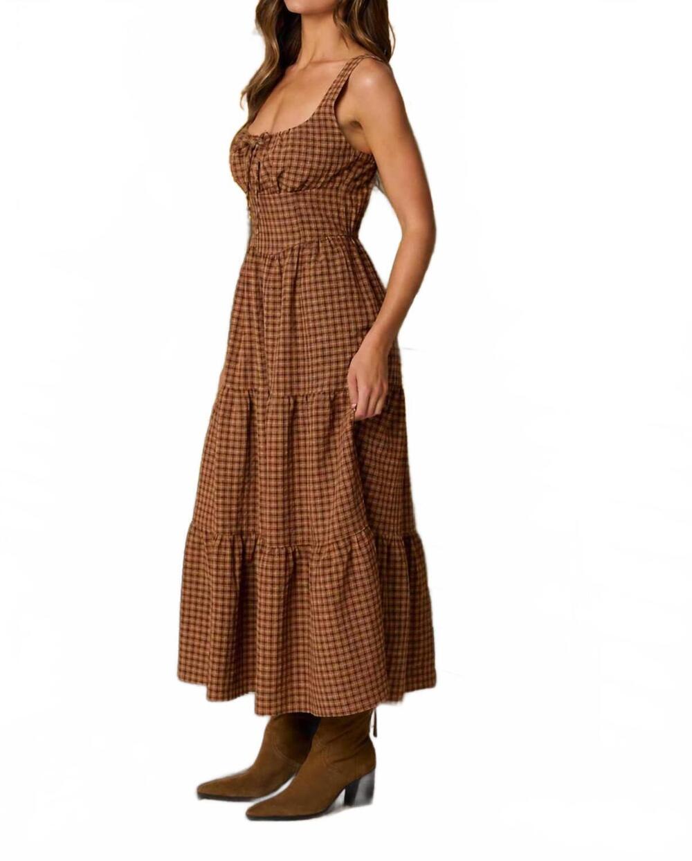NEW BLU PEPPER autumn harvest dress in chocolate